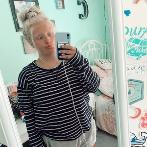 Forever 21 Long Sleeve Striped Waffle Top